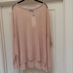 Ruti Pink Linen Blend Long Sleeve Top